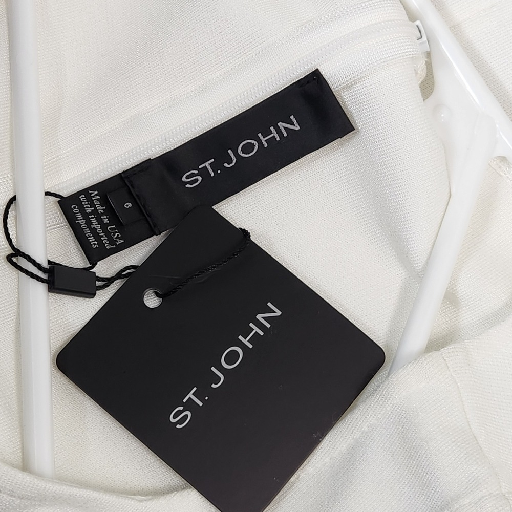 St. John Womens Cream White Sleeveless Knit Sheath Dress Size 6 NWT Made in USA - Picture 6 of 13
